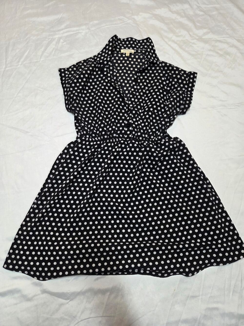 Monteau Black Dress with White Polka Dots